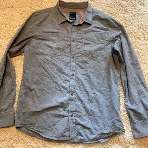 Prana Blue Casual Button Down Shirt with Textured Fabric